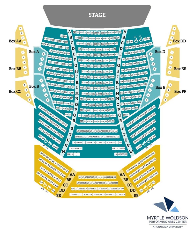 Coughlin Theater map for Orchestra and Balcony seating