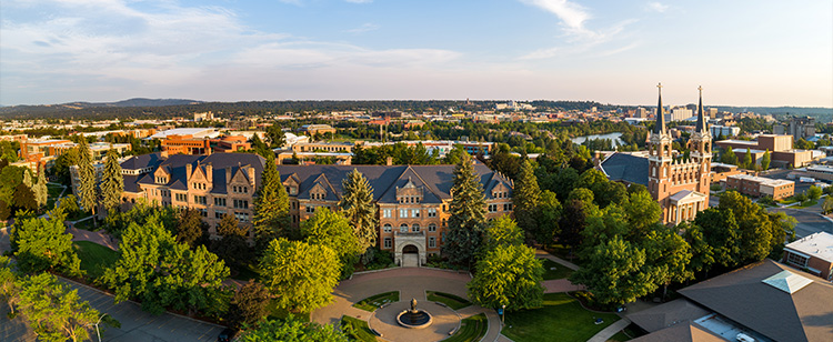 An aerial view of Gonzaga's campus