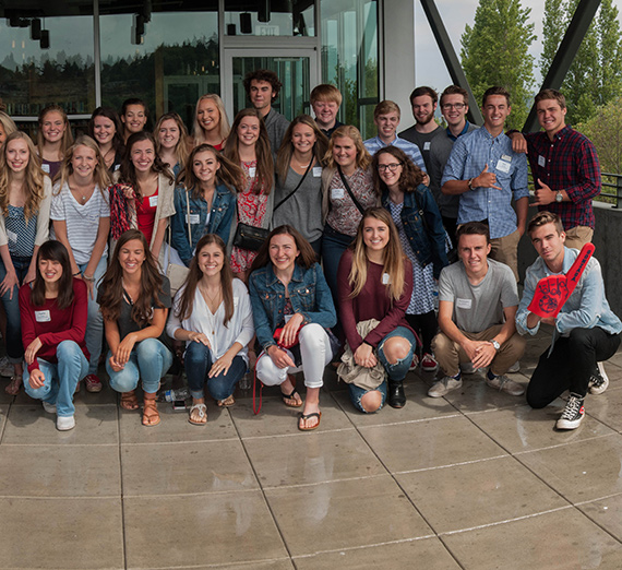 New students gather for a group photo in Seattle