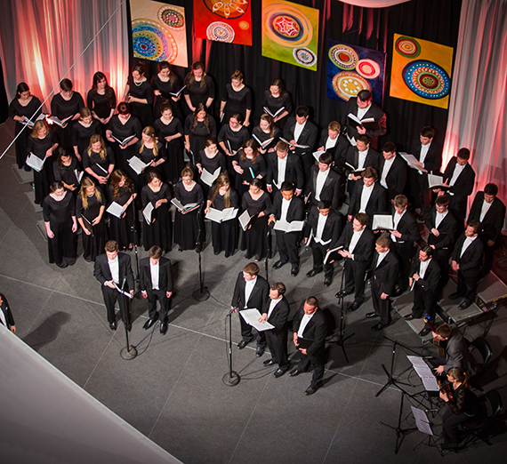 Gonzaga University Choir performing on stage.