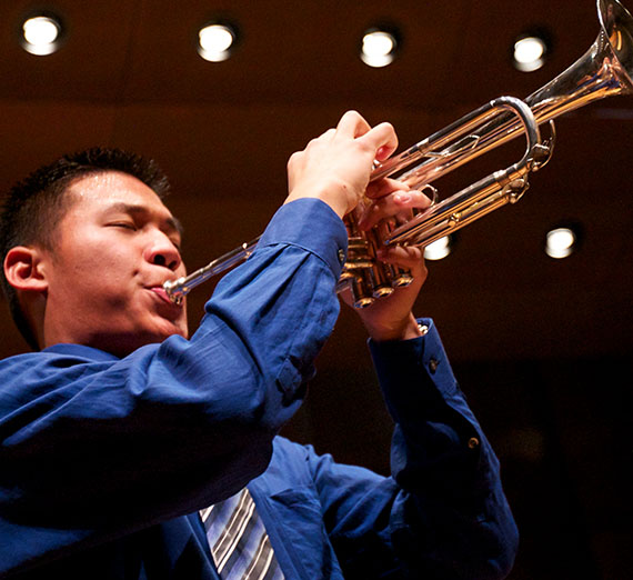 Musician playing the trumpet.