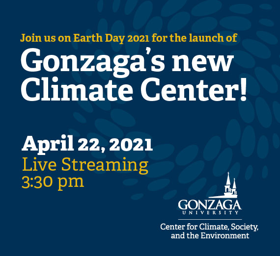 Decorative image, Gonzaga University climate center invitation poster.