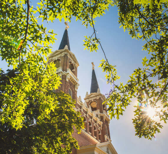 Sun shining over saint aloysius church 
