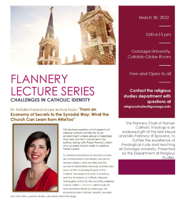 Flyer for Flannery Webinar with Anthea Butler, Cristina Traina, and Stacie LeBlanc.