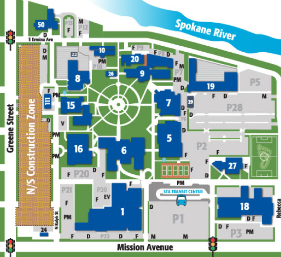 Map of Spokane Community College Campus