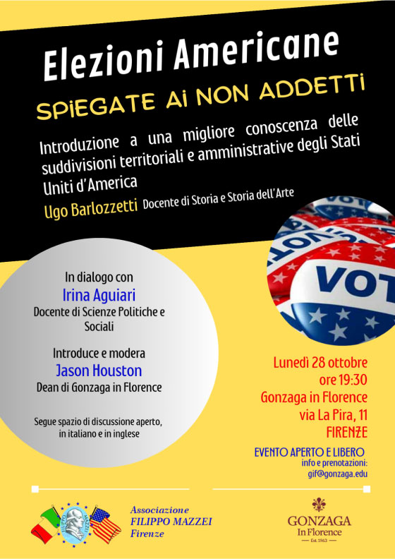 Elezioni Americane Spiegate ai non addetti, Lunedi 28 ottobre ore 19:30, Gonzaga in Florence, Via La Pira, 11, Firenze