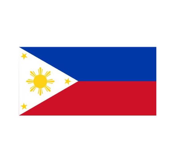 Флаг Филиппин с синими и красными полосами и белым треугольником с золотыми акцентами