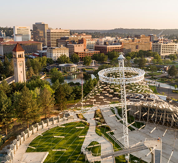 Riverfront Park at sunset. 