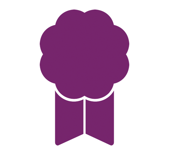 Purple award ribbon graphic