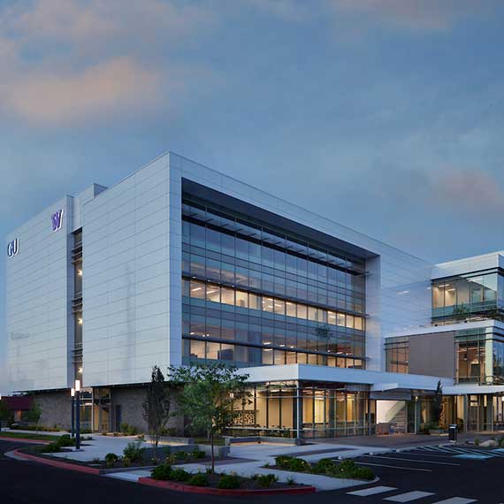 photo of the UW-GU Health Partnership building at dusk