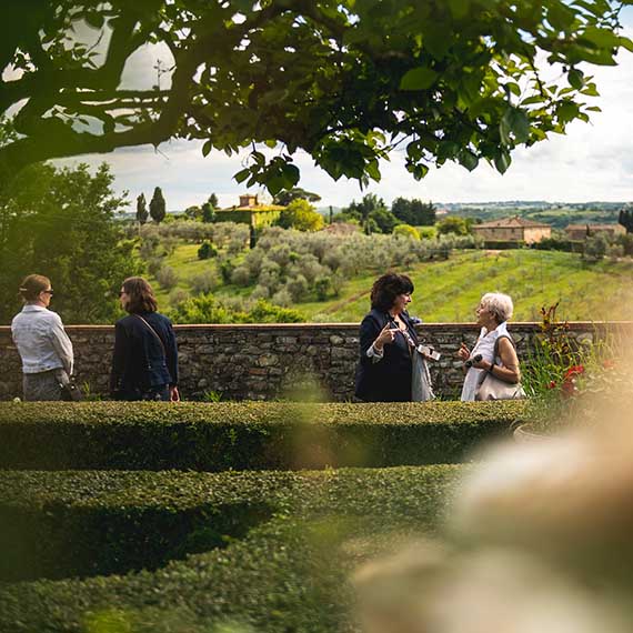 Corsini Winery with students and teachers taking in the view.