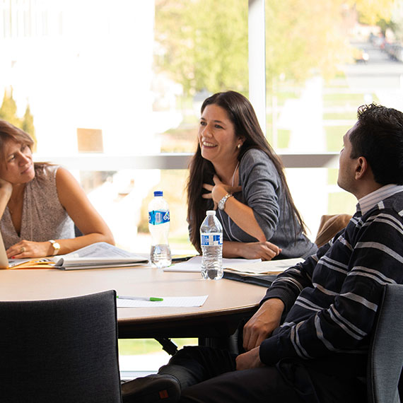 Leadership students have a discussion.