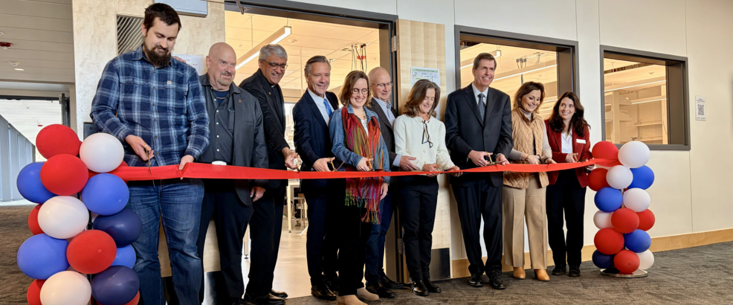 Ribbon cutting ceremony for the Gonzaga University Patrick Ferro Center for Materials Research