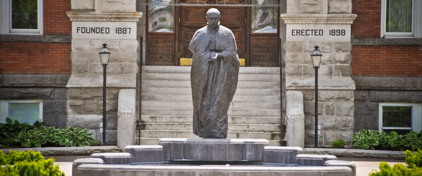 Gonzaga's College Hall and Ignatius Statue