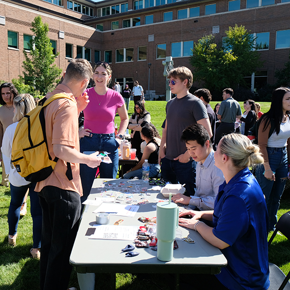 Law students learning about clubs they can participate in. 