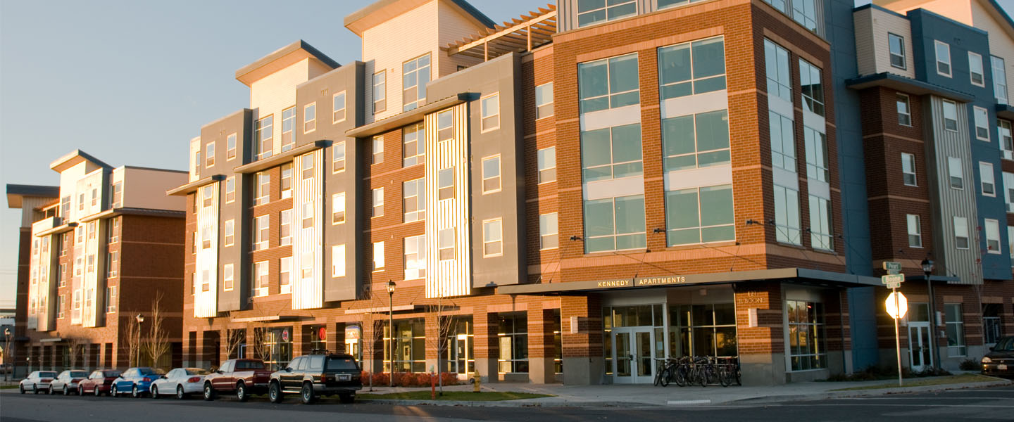 Outside Kennedy apartments 