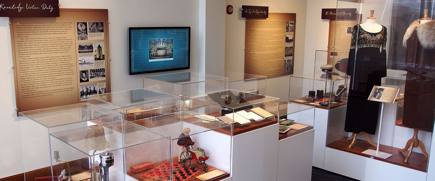 displays of historical objects in Myrtle Woldson Collection interpretive center