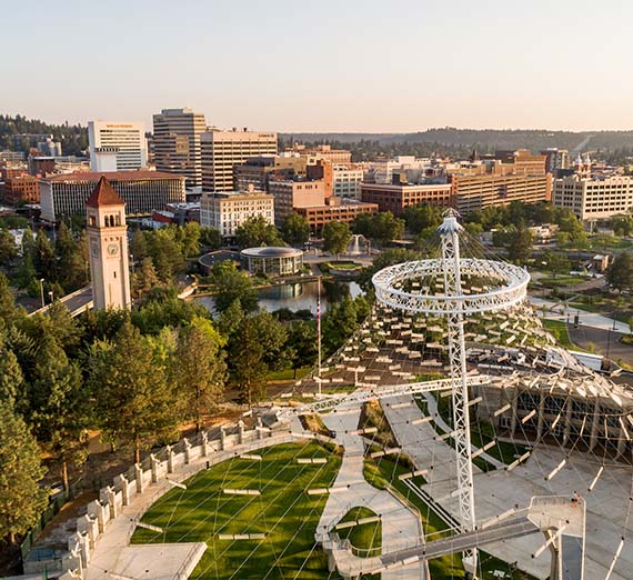 Spokane pavillion view from the sky looking down.