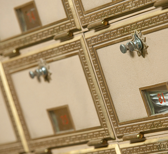 Mail boxes in Gonzaga's previous mail room get filled.