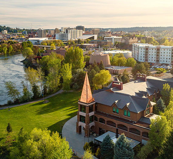 aerial photo of campus