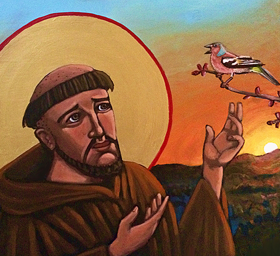 A Bird Preaches to St Francis by Kelly Latimore