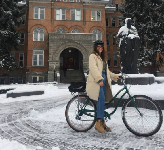 girl on bike on gonzaga campus