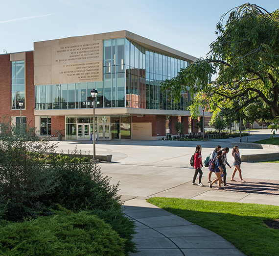 Students walking by the Hemmingson Center