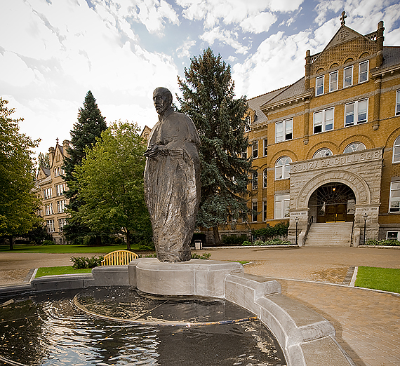 St Ingatious Loyola in front of pond