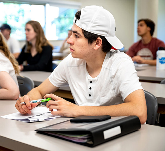 student in classroom