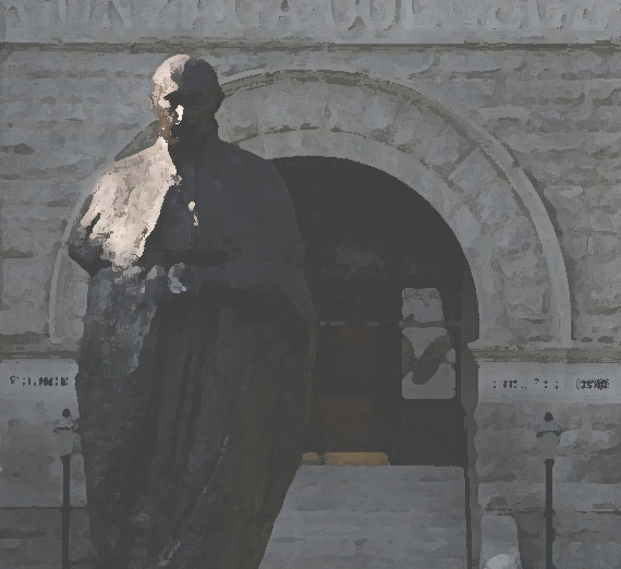 Statue of St. Ignatius of Loyola on the campus of Gonzaga University