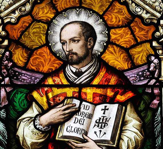 Saint Ignatius stained glass.