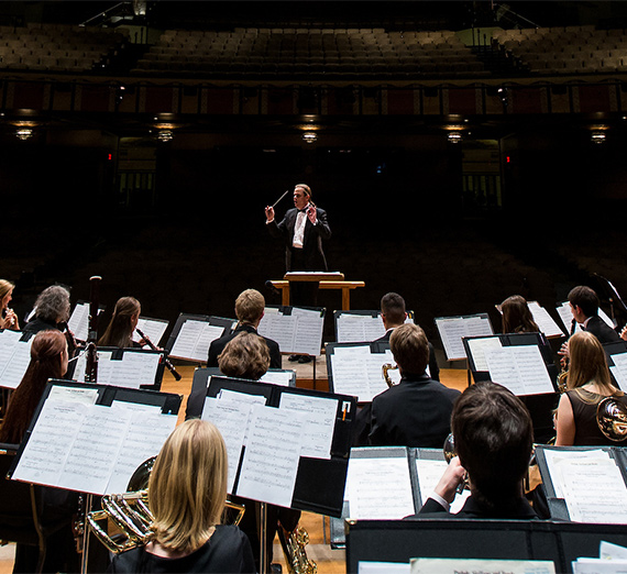 Gonzaga Wind Symphony in a dress rehearsal Nov. 11 at the Martin Woldson Theater at The Fox. 