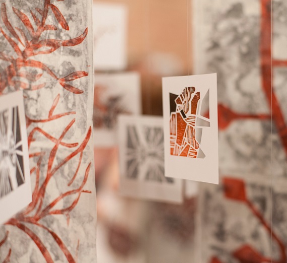 Community members enjoy Gonzaga artwork at the Senior Art Show at Richmond Art Collective on Friday, April 8th, 2017.