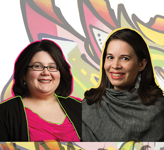 Two faculty members with a creative design background.