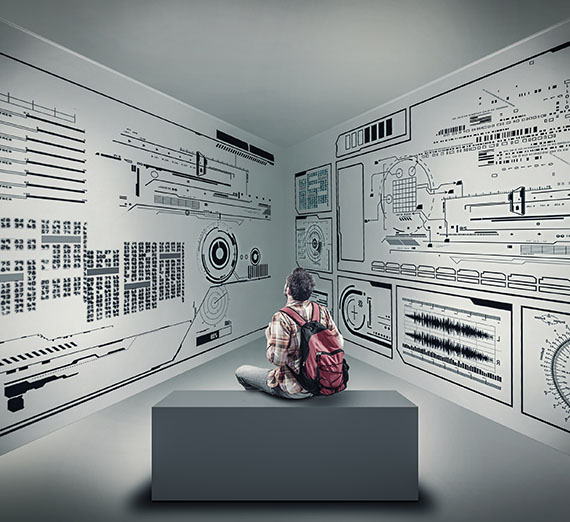 Person studying informatics charts.