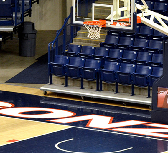 The basketball court in the McCarthey Athletic Center