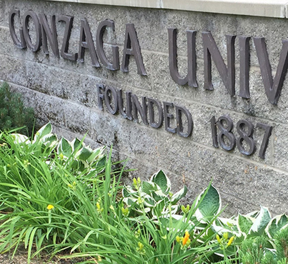 "Gonzaga University, Founded 1887" written in stone.