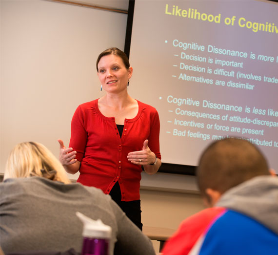 Marketing Professor, Dr. Loroz, gives a lecture on Consumer Behavior.
