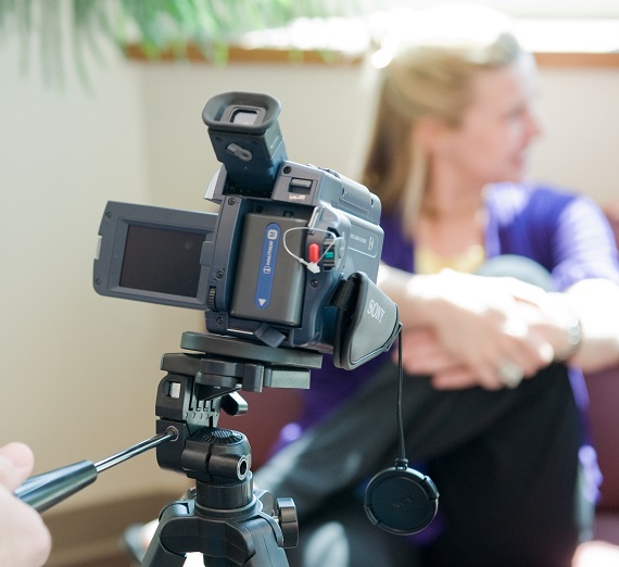 A counseling session being filmed