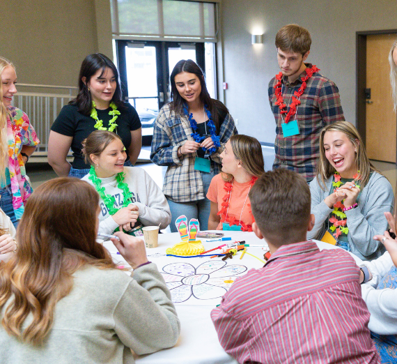 Students work on group project together