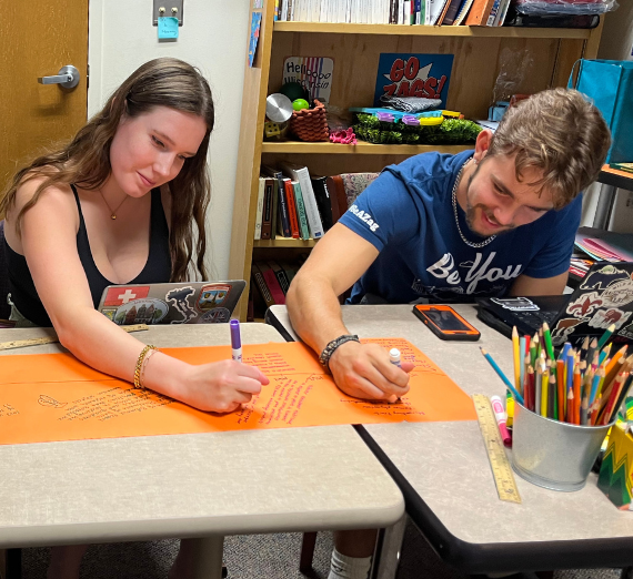 Special Education students working on activity