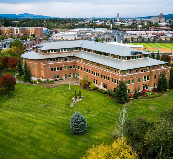 drone view of law school 