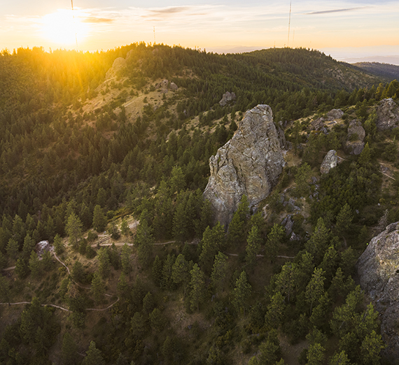 PNW rock climbing view in the mountains. 