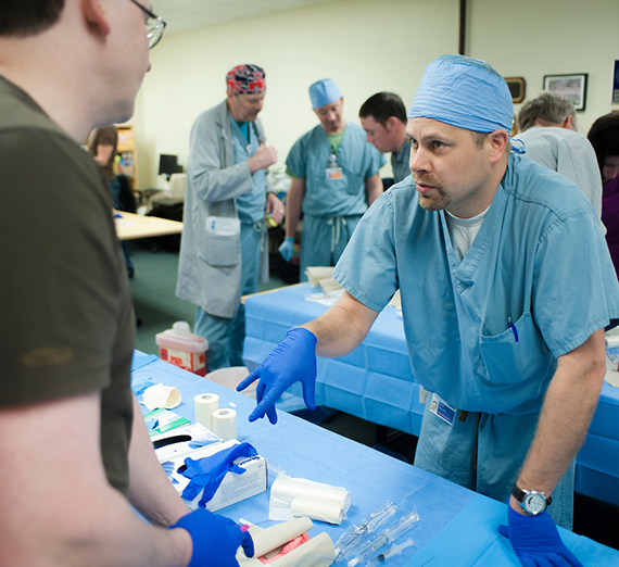 A nursing student participates in an Anesthesia class at Sacred Heart medical center