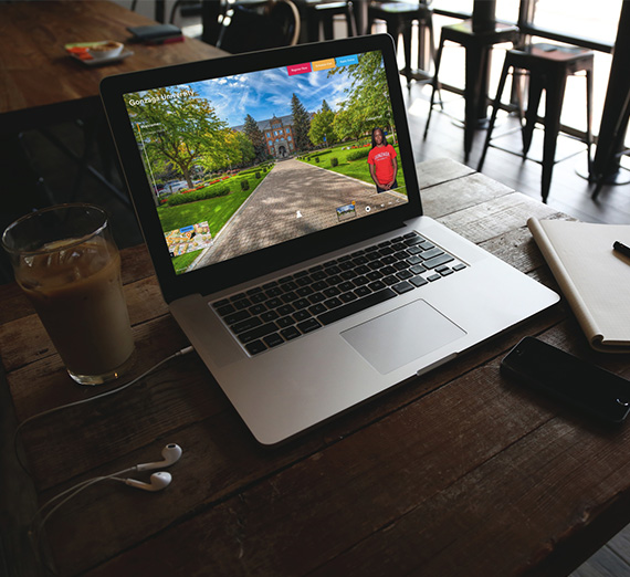  Image of a laptop with ������Ƶ's virtual tour open.