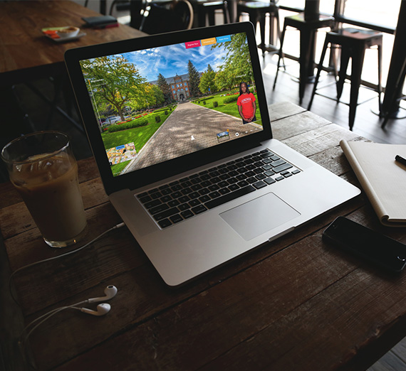  Image of a laptop with Gonzaga's virtual tour open.