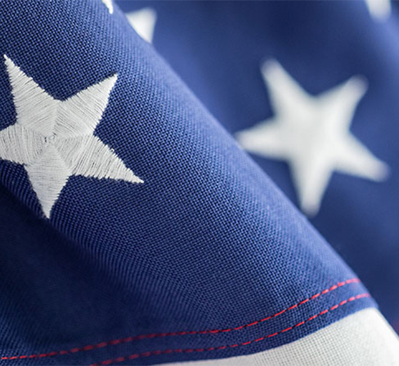 close-up of the American flag stars