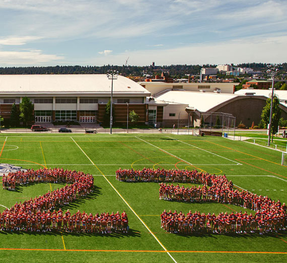 Students form "23" on Herak Lawn 