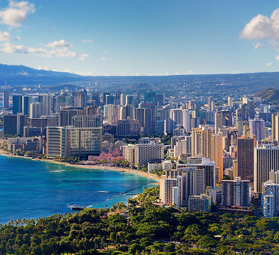 Honolulu cityscape and beaches 