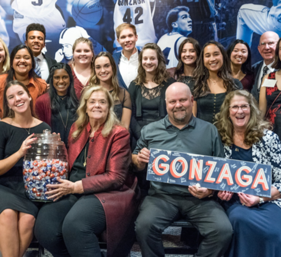 Group photo from scholarship banquet in the Herak Club room